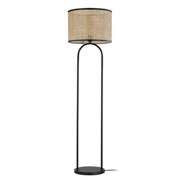 Lampadaire Lindby Yaelle, lampe sur pied, métal et rotin, hauteur 14 353 mm, qualité B