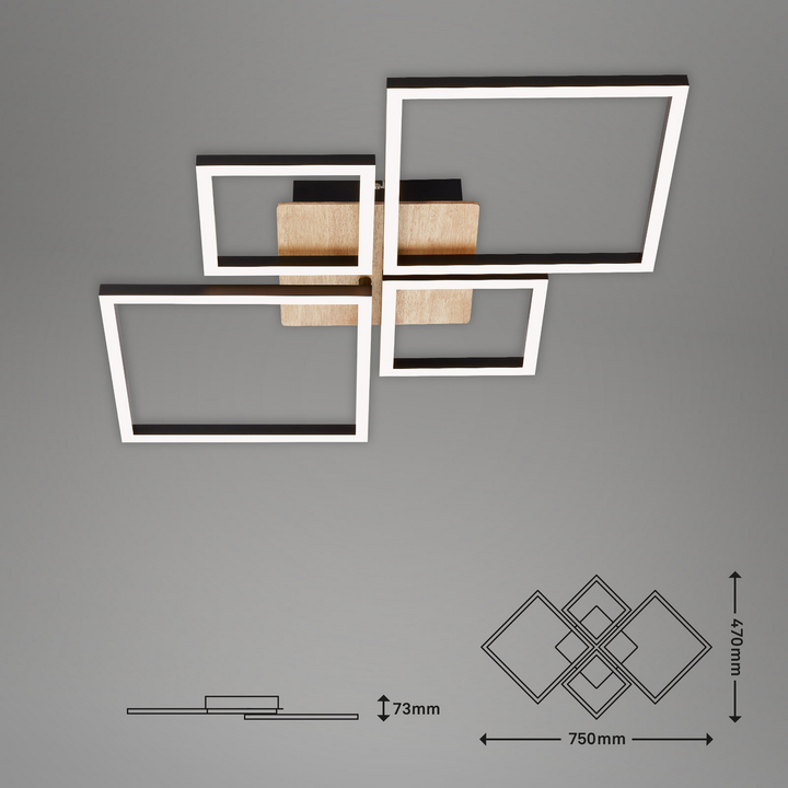 Briloner Led Deckenlampe Deckenlampe Leuchte Frame Step Dim 4 Flammig Holz975 B-Ware