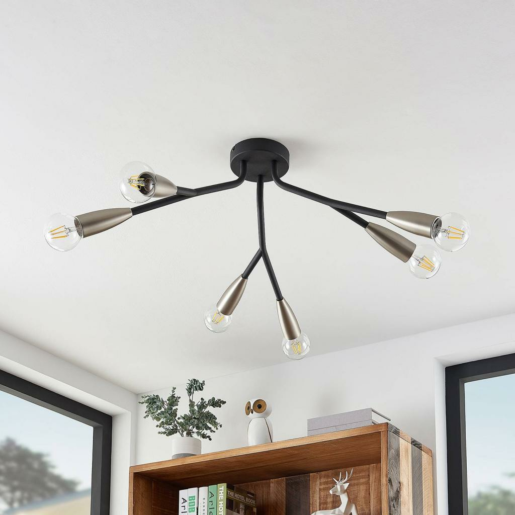 Lucande Carlea Deckenlampe Hängelampe Lampe Leuchte 6 Flammig E27 Schwarz Nickel B-Ware - 4251096578423