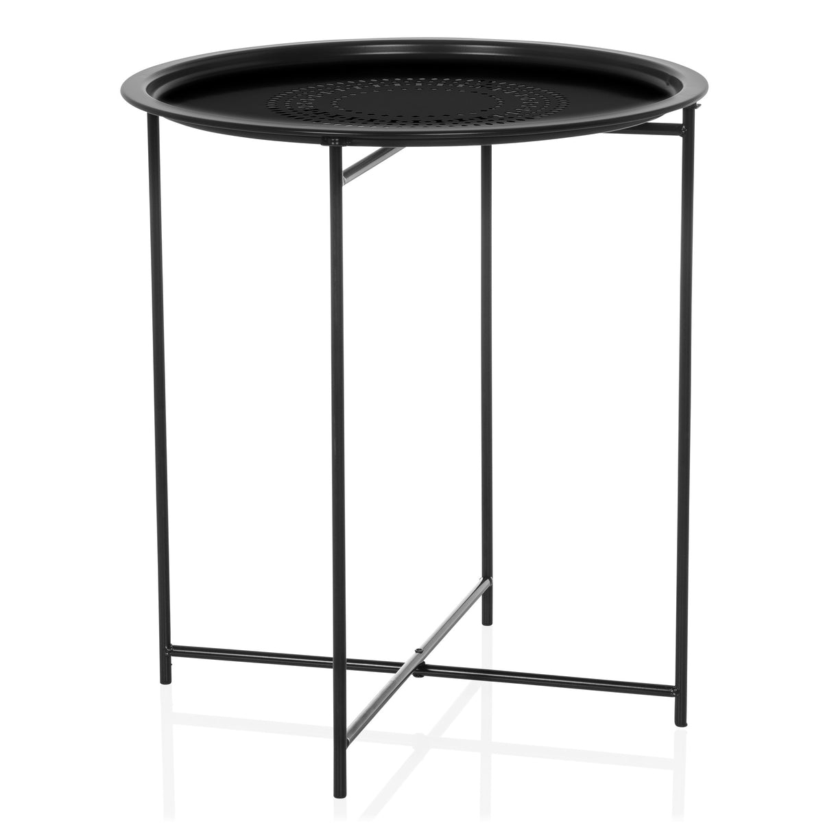 hjh LIVING Beistelltisch ALLRUND Sofatisch schwarz Klapptisch stabil und modern - 4064323037859