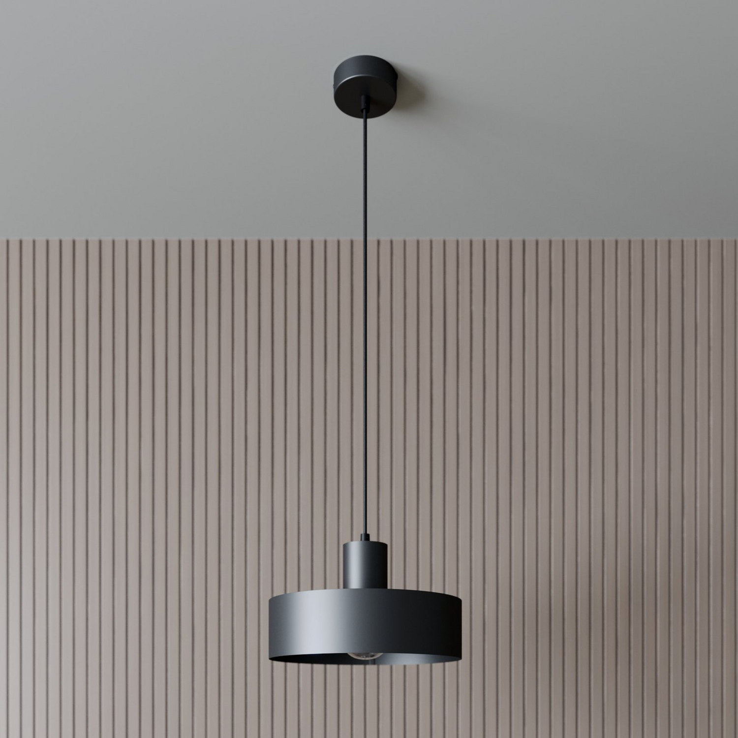 Suspension de qualité B, lampe, luminaire, suspension, plafonnier, Rif, en métal, noir, ø 25 cm