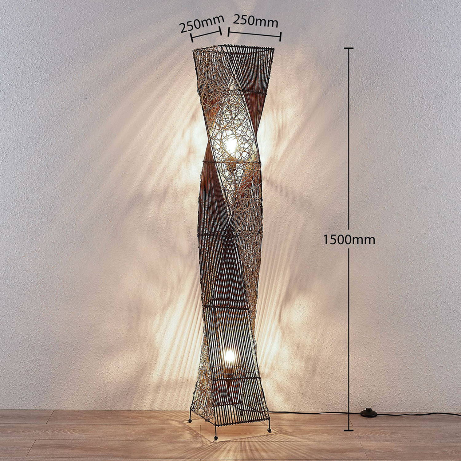 B-Ware Lindby Rattan Stehlampe Kassia Wohnzimmerleuchte Standleuchte Leselampe E27 2820