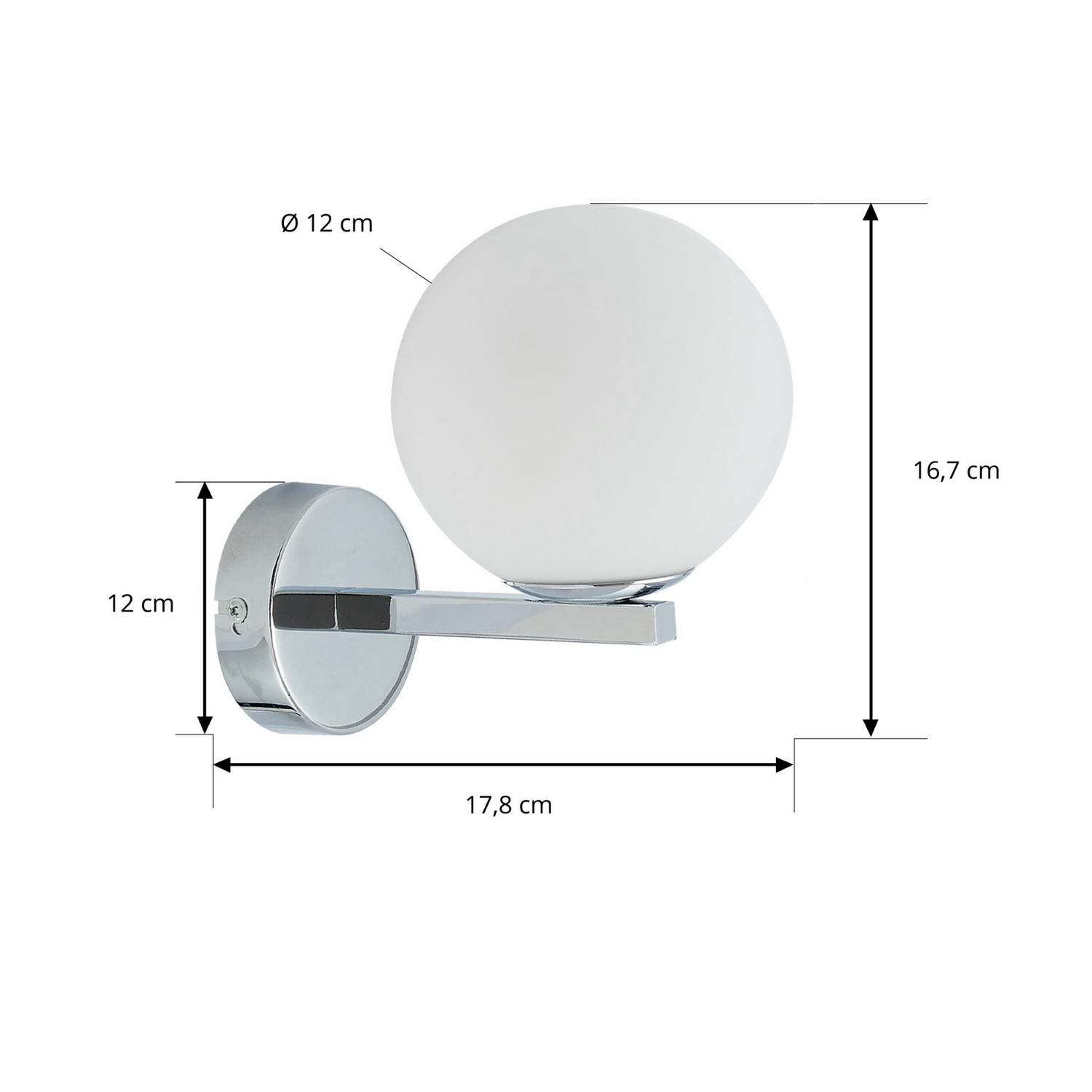 B-Ware Lucande Wandleuchte Bidolo Chromfarben Glas ø 12 Cm Ip44 Wandlampe Lampe Leuchte