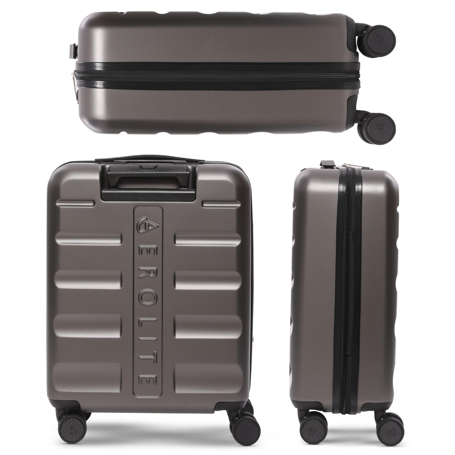 Aerolite Expandable Kabinentrolley 55x40x20cm 4 Rollen Hartschale Charcoal - 5038230172230