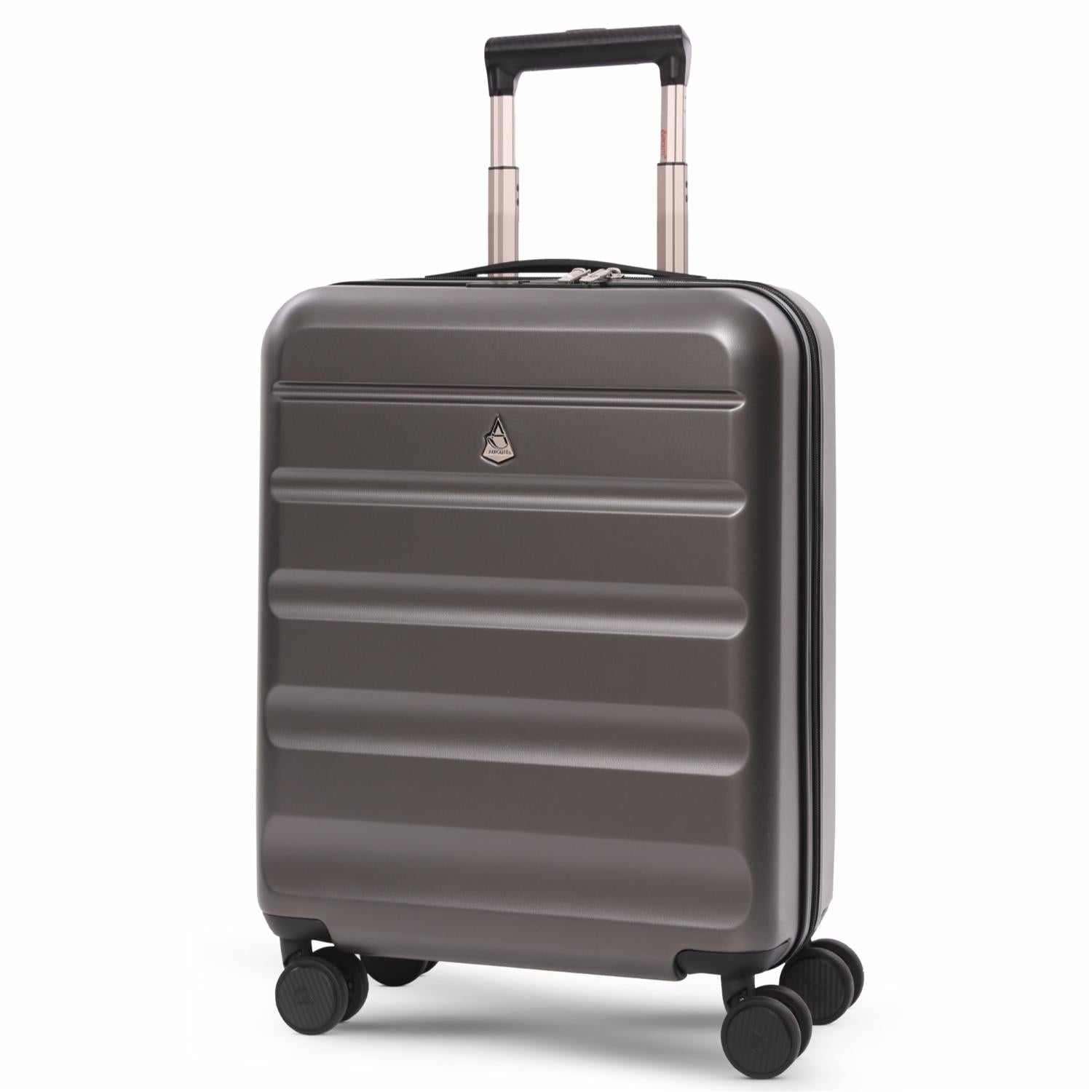 Aerolite Expandable Kabinentrolley 55x40x20cm 4 Rollen Hartschale Charcoal - 5038230172230