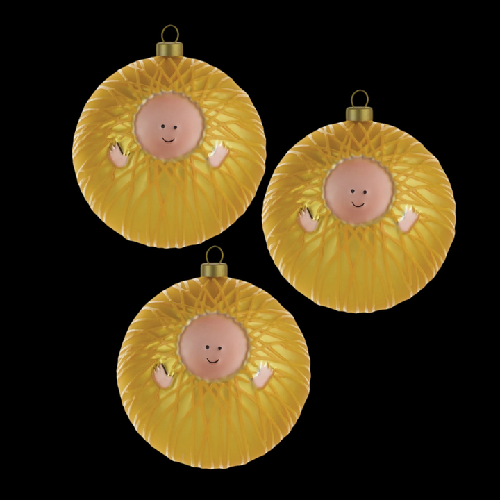 Alessi Christbaumkugel Jesuskind Weihnachtskugel Glas Dekoration 3 Stück B-Ware