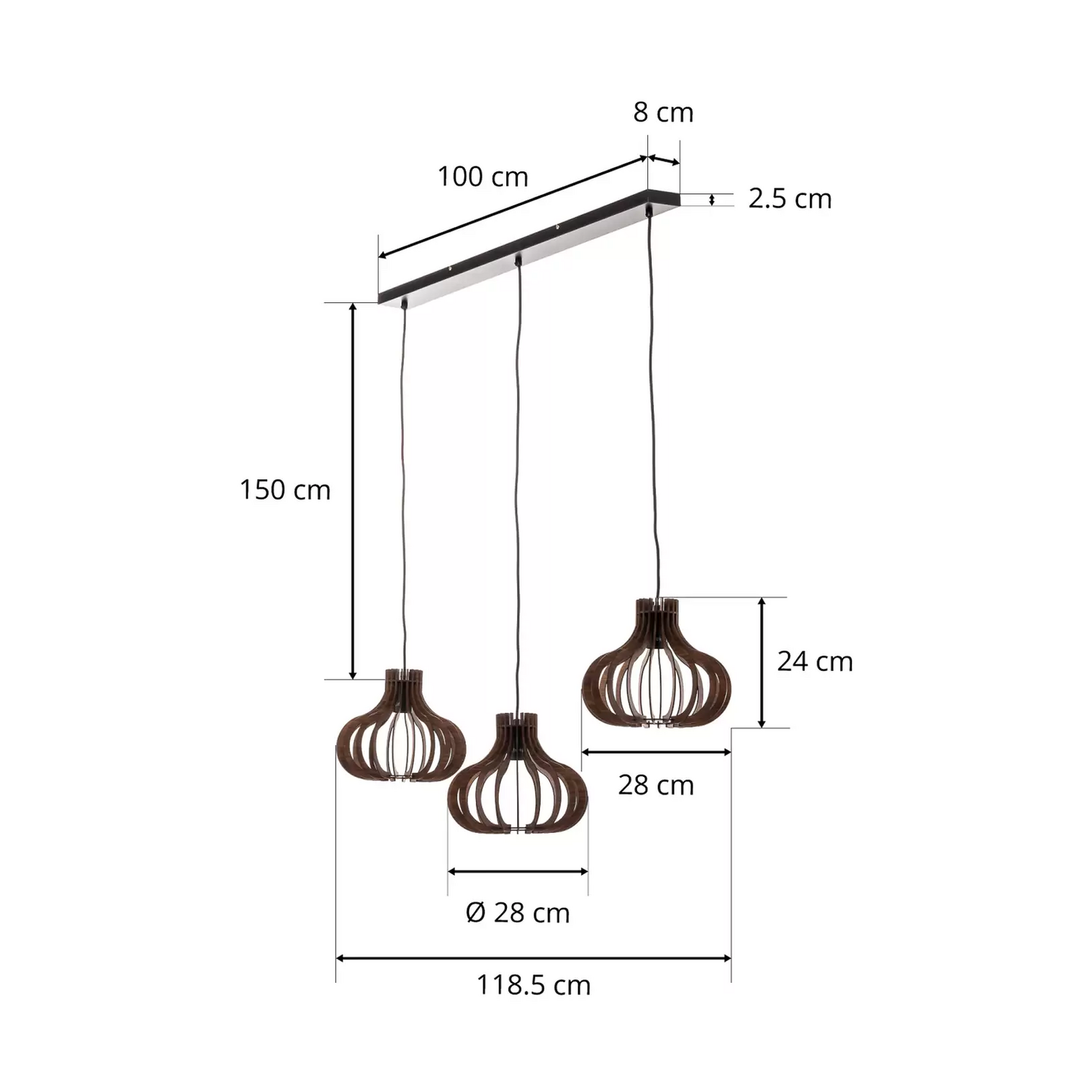 Lindby Lawenta Hängelampe mit Holzschirmen Hängeleuchte Lampe Leuchte Spot Licht