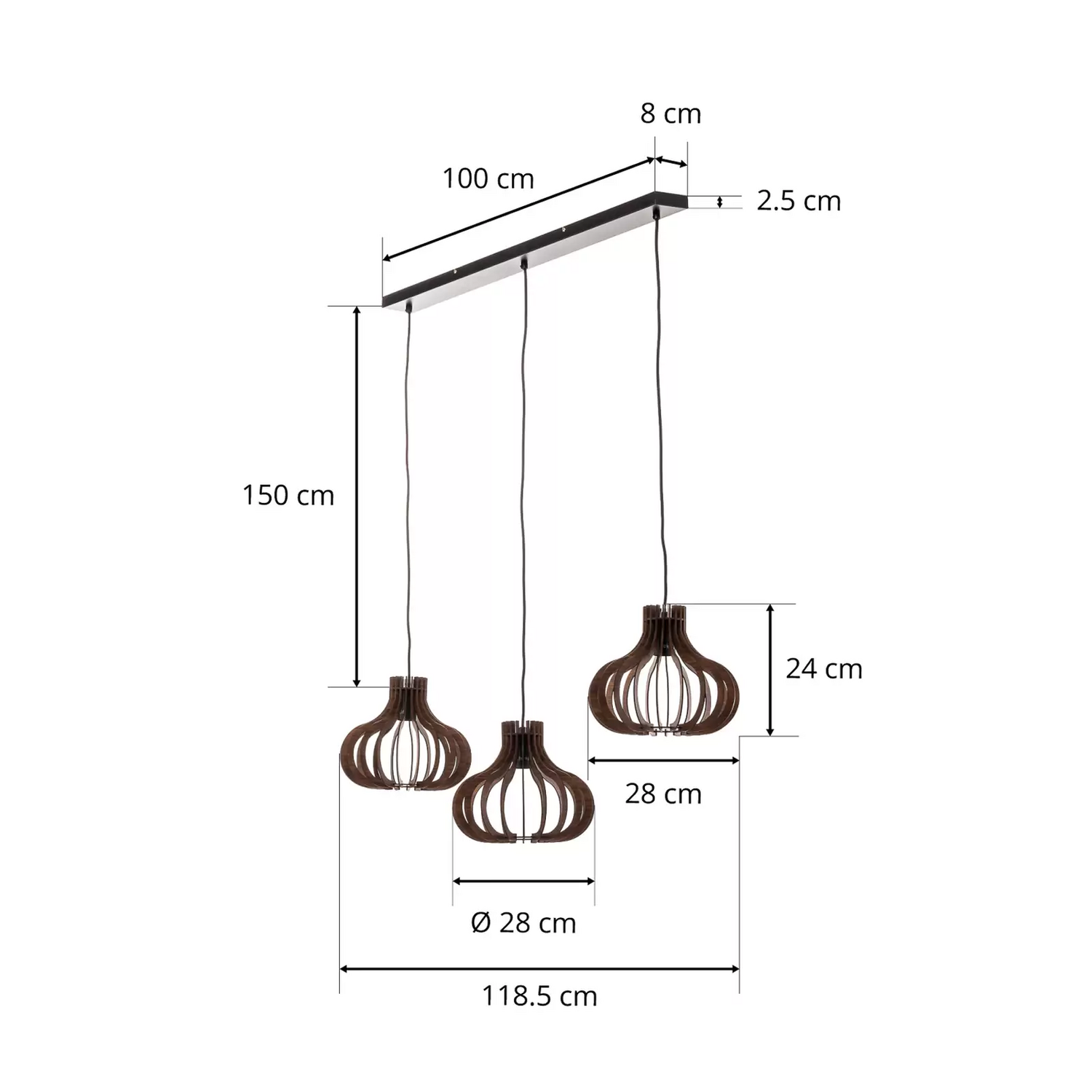 Lindby Lawenta Hängelampe Mit Holzschirmen Hängeleuchte Lampe Leuchte Spot Licht B-Ware - 4251911727999