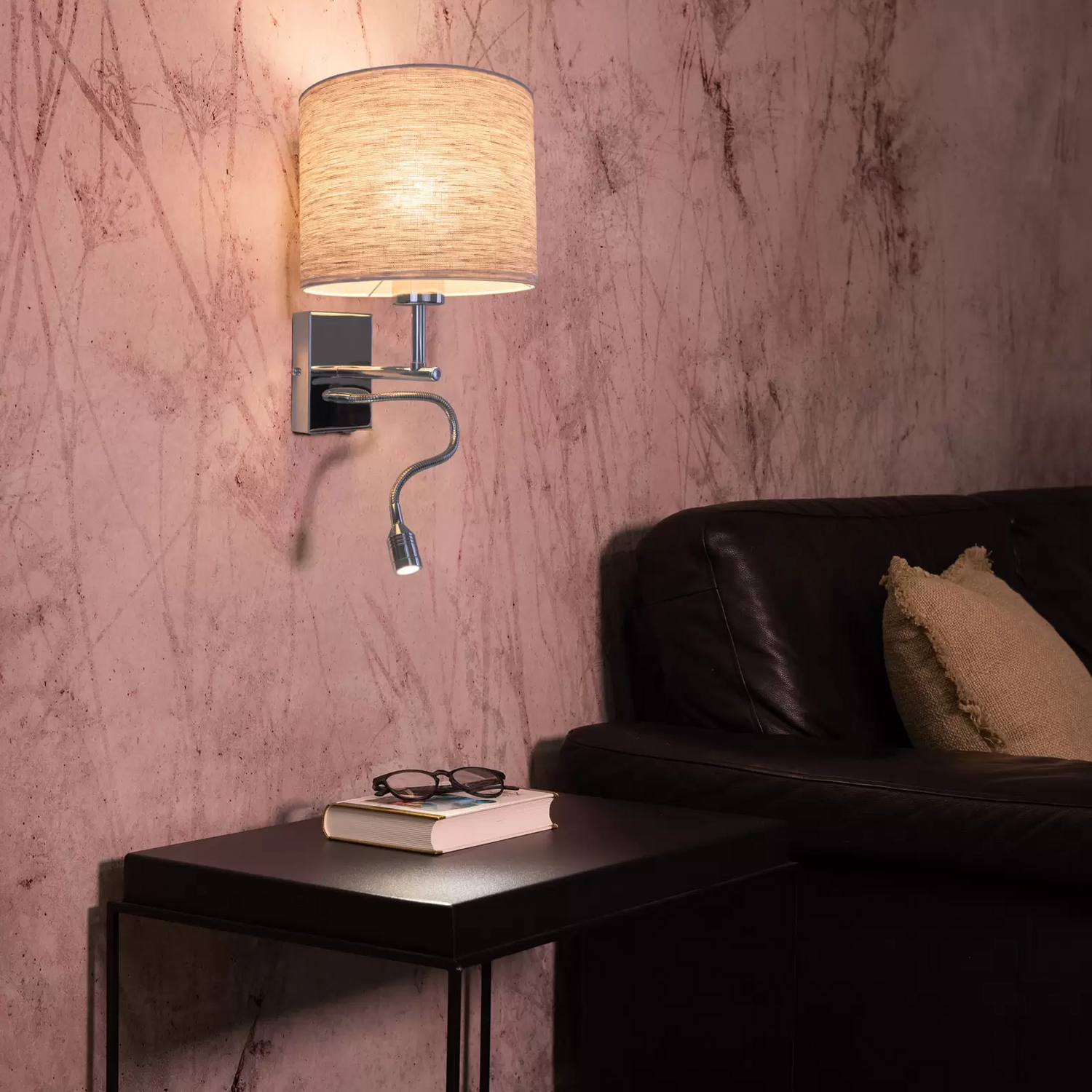 Wandleuchte Boho Mit Lesearm Chrom/Beige Leselampe Wandlampe Lampe Leuchte Licht B-Ware - 5904496518993