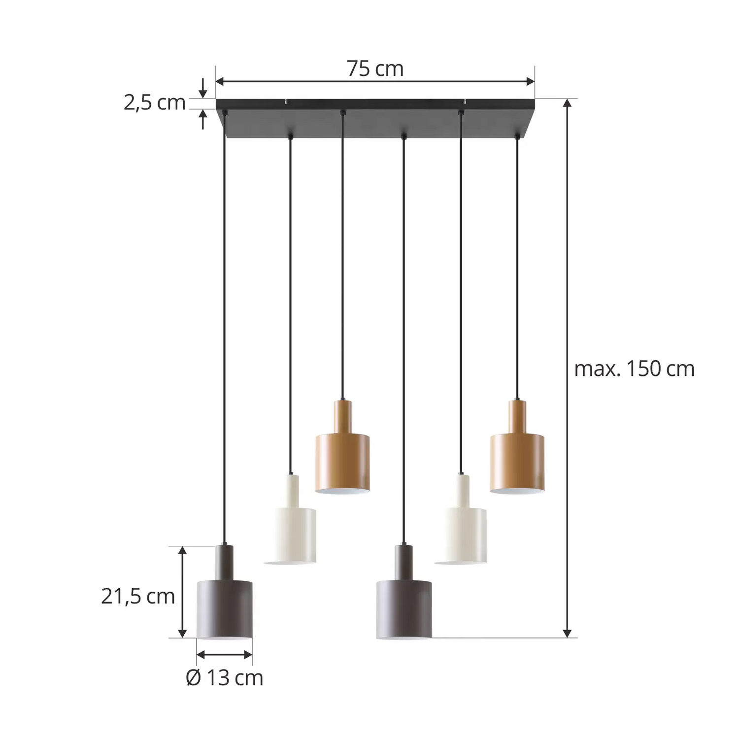 Lindby Hängelampe Ovelia Schwarz/Braun/Beige Eisen Hängeleuchte Lampe Leuchte B-Ware - 4251911775280