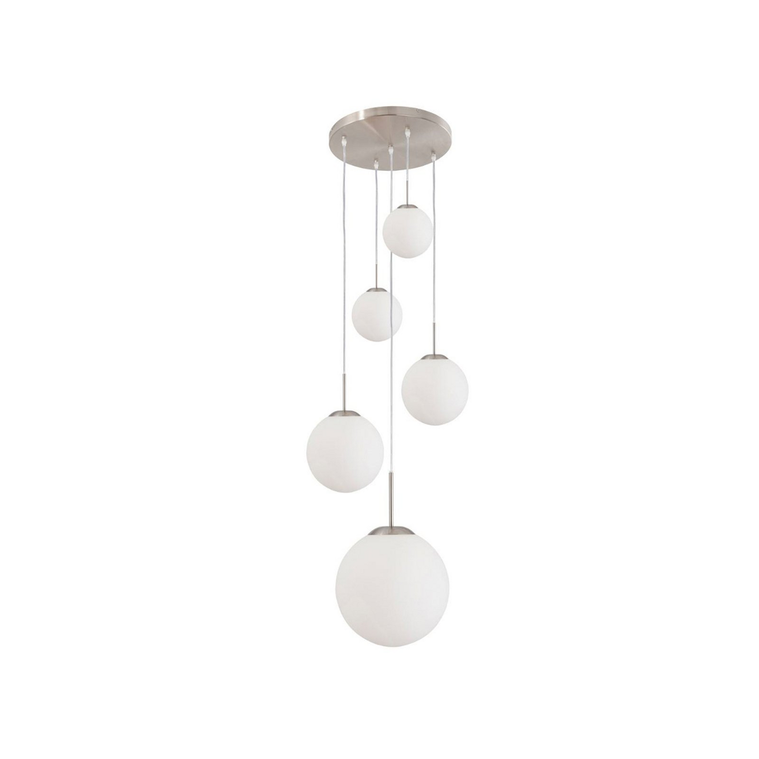 B-Ware Steinhauer Hängeleuchte Bollique Stahl Opalweiß Glas 5 Flammig Deckenlampe La836