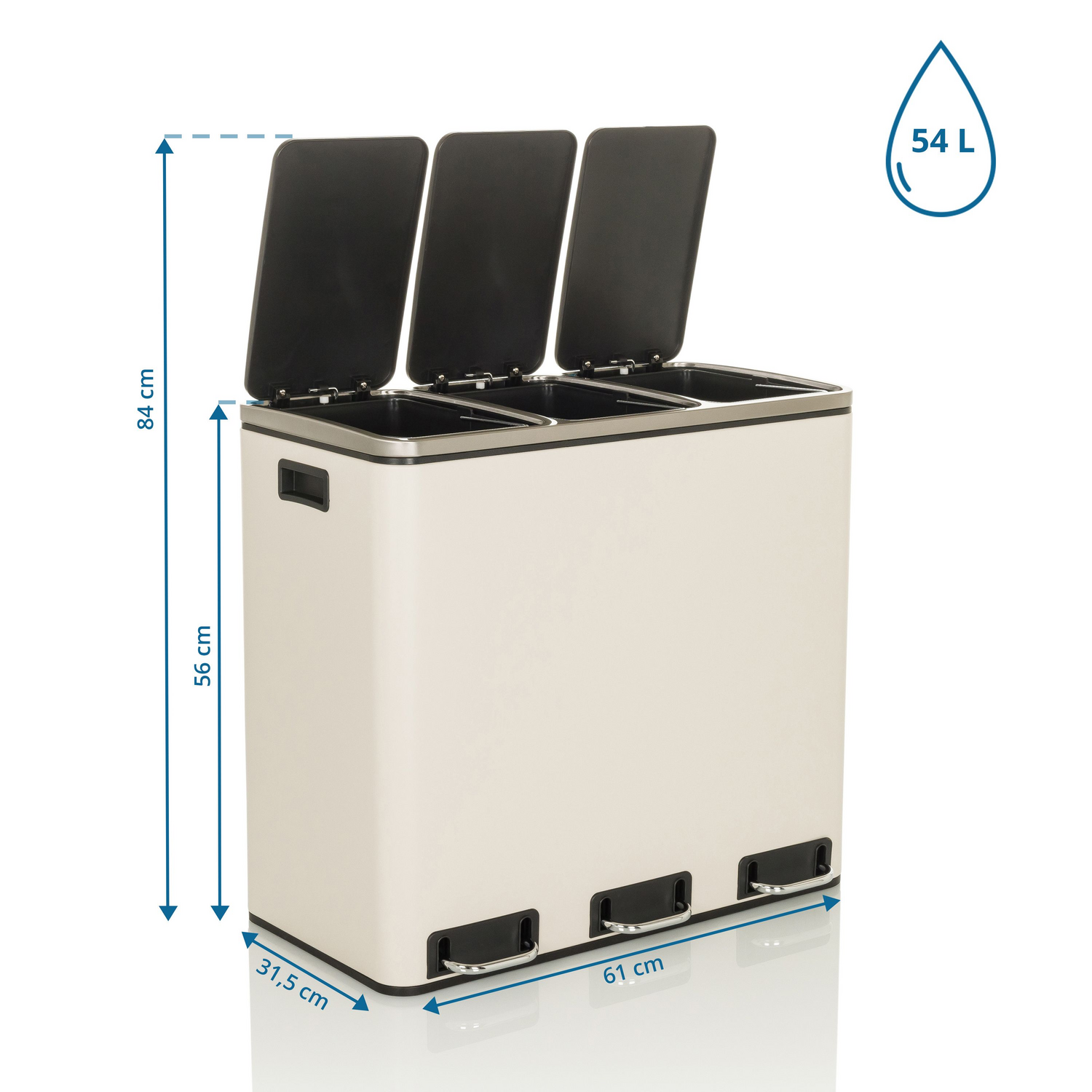 B-Ware Hjh Office Abfallsammler Mülltrennsystem Clean Ix 54 L 3x18 L Treteimer Müll Be610