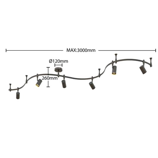 Plafonnier sur rail ELC Delila, noir, GU10210