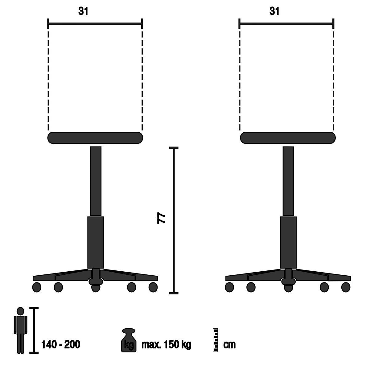 hjh OFFICE VANTAGGIO HIGH WS metallic weiß Sitz Echtholz drehbar Barhocker - 4064323037637