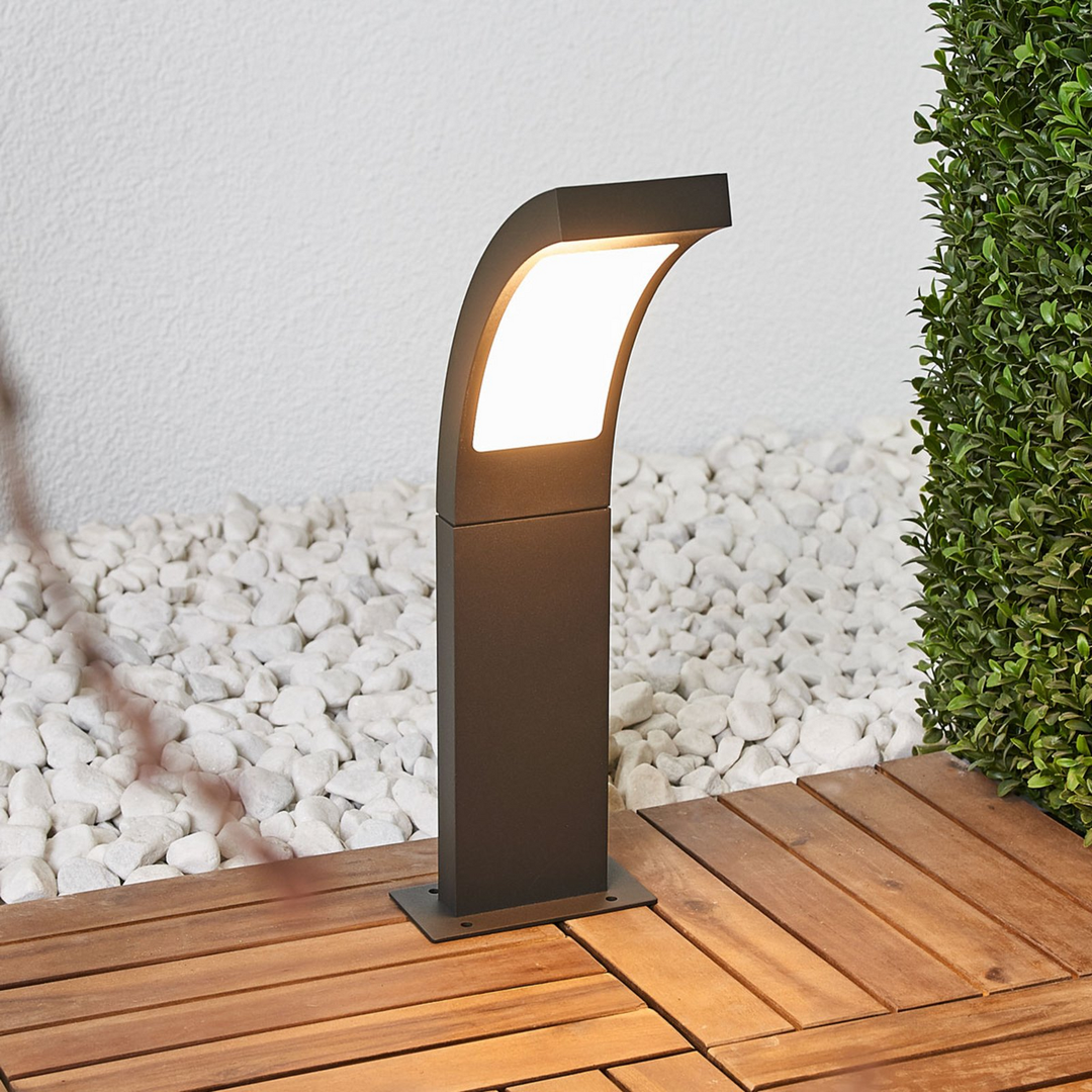 Lucande Moderne LED-Sockelleuchte Juvia Wegeleuchte Gartenlampe in Grafitgrau