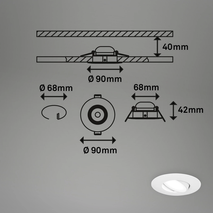 Briloner LED-Einbauspot 7597 Deckenlampe Deckenlicht Lampe 3er IP65 4.000 K weiß