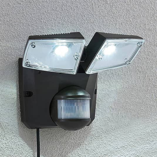 Lindby LED-Solarstrahler Solarlampe Solarleuchte Flutlicht 2-flammig dunkelgrau