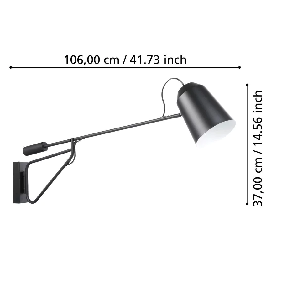 EGLO LORETO 1 Wandleuchte Wandlampe Leuchte Lampe Innenlampe Leselampe schwarz