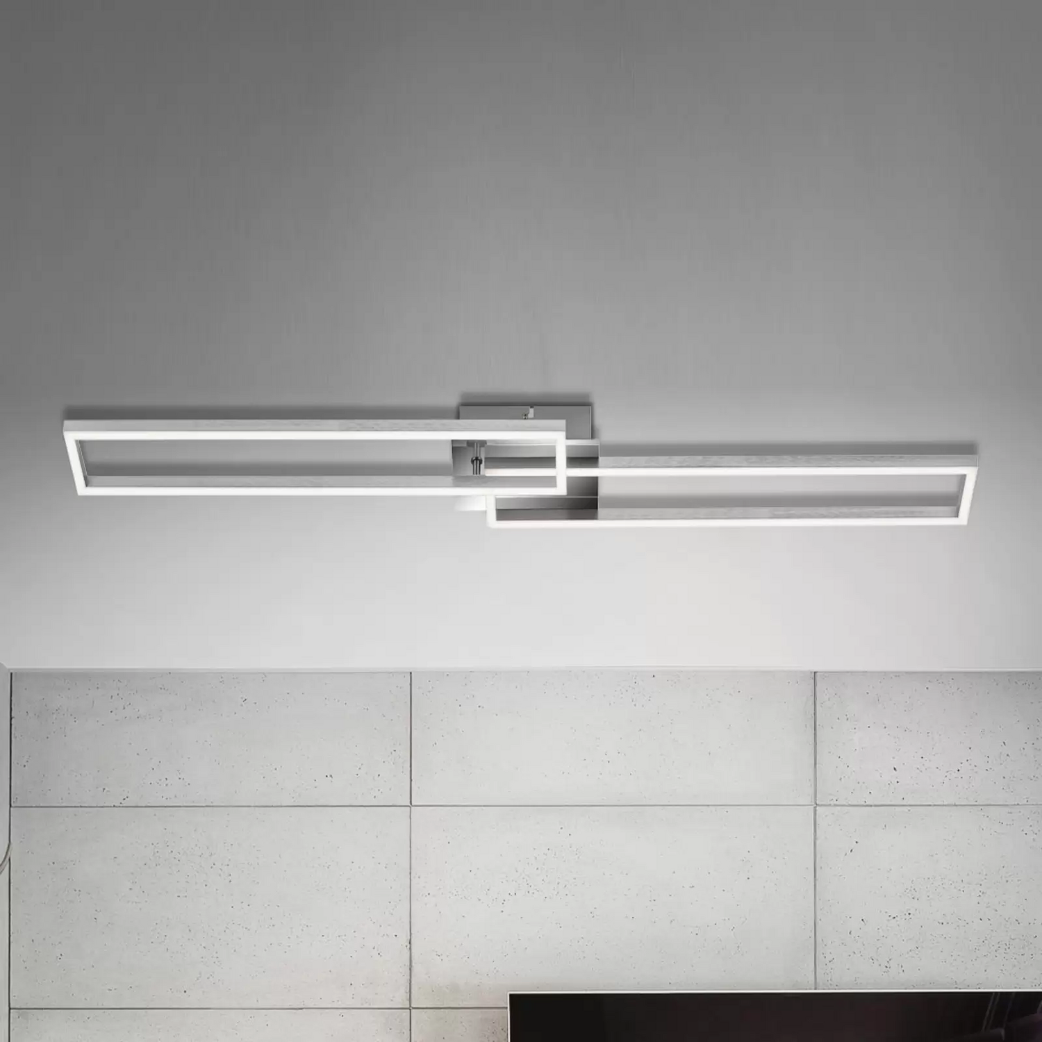 Plafonnier LED Briloner avec cadre, télécommande chromée