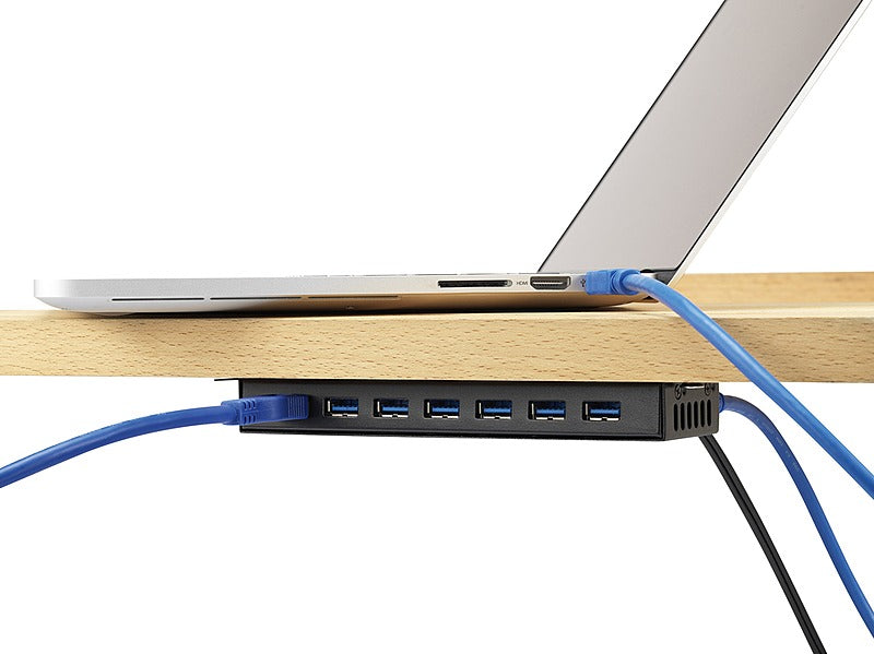 Renkforce 7 Port Usb 3.0 Hub Verteiler Kabel Wandmontage Metall Schwarz 5 G Bit/S B-Ware