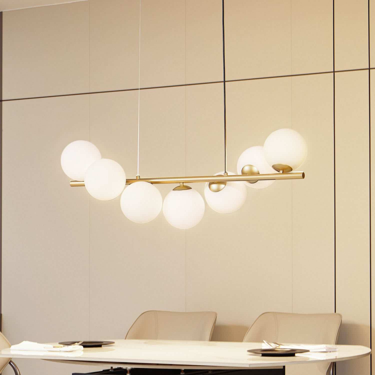 Lucande Hängeleuchte Isandro Gold Opal 7 Flammig Deckenlampe Deckenleuchte Spot B-Ware - 4251911786439