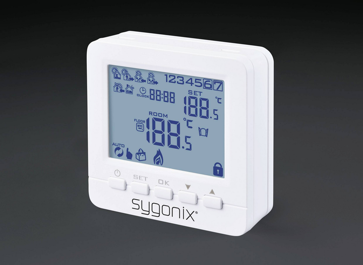 Sygonix Funk Raumthermostat Thermostat Aufputz Wochenprogramm 1 Bis 70 °C Weiß   B-Ware
