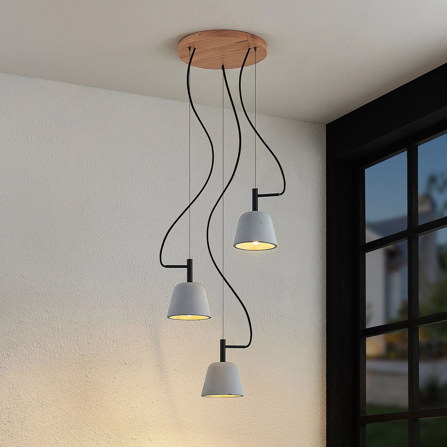 Lucande Otavis Hängeleuchte Deckenlampe Pendelleuchte Betonleuchte E14 3 Flg B-Ware - 4251911729160