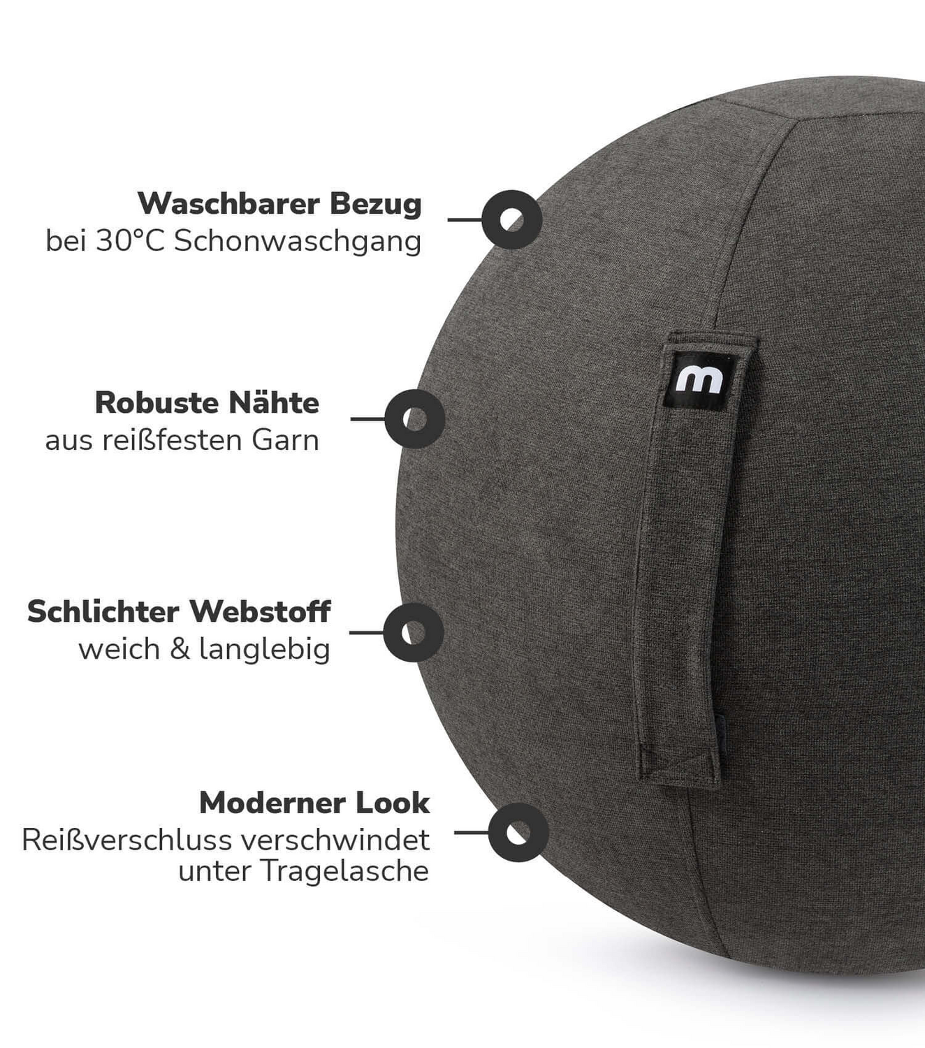 B-Ware Mokebo Stoff Sitzball Büro Ergonomisch 'Der Sportliche', Sitzball Mit Pumpe Oder - 4260669187801