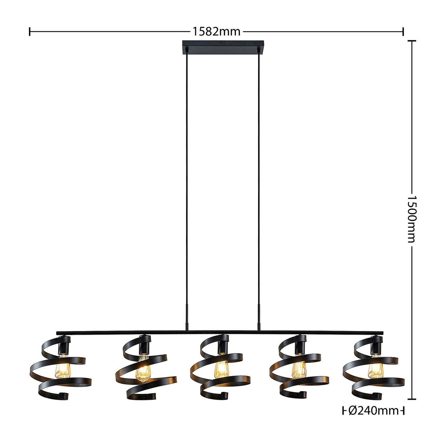 Lindby Colten Hängeleuchte Hängeleuchte Lampe Leuchte 5 Flammig Licht Schwarz B-Ware - 4251911730999