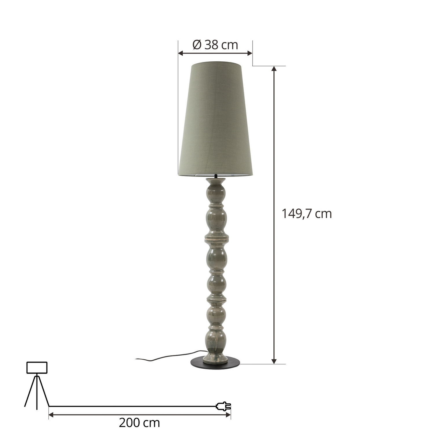 Lampadaire Lucande Lyndorin, lampe sur pied, éclairage, lampe, lampadaire