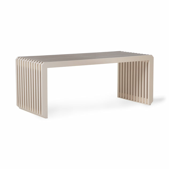 B-Ware H Kliving Slatted Bank Sitzbank Gartenbank Hocker Designerbank Garten 96cm Cream