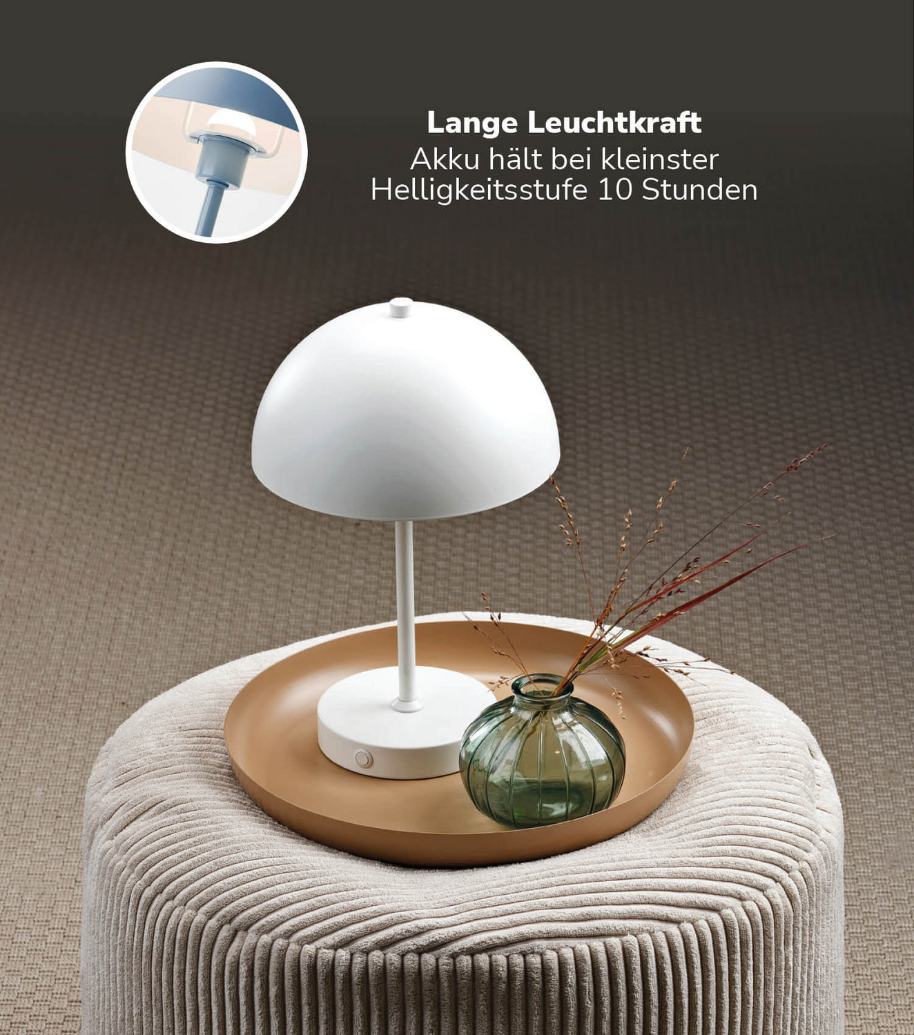 B-Ware Mokebo Led Tischlampe Kabellos, Akku Tischleuchte Dimmbar & Aufladbar Mit Usb C