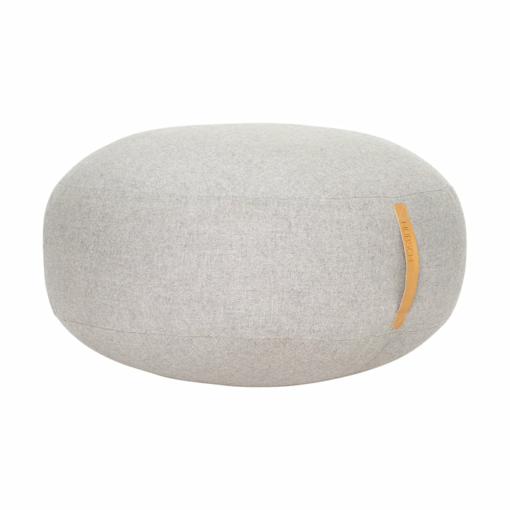 Hübsch Interior Pouf Mit Ledergriff Sitzpouf Sitzkissen Sitzsack ø70x H35 Cm Grau B-Ware