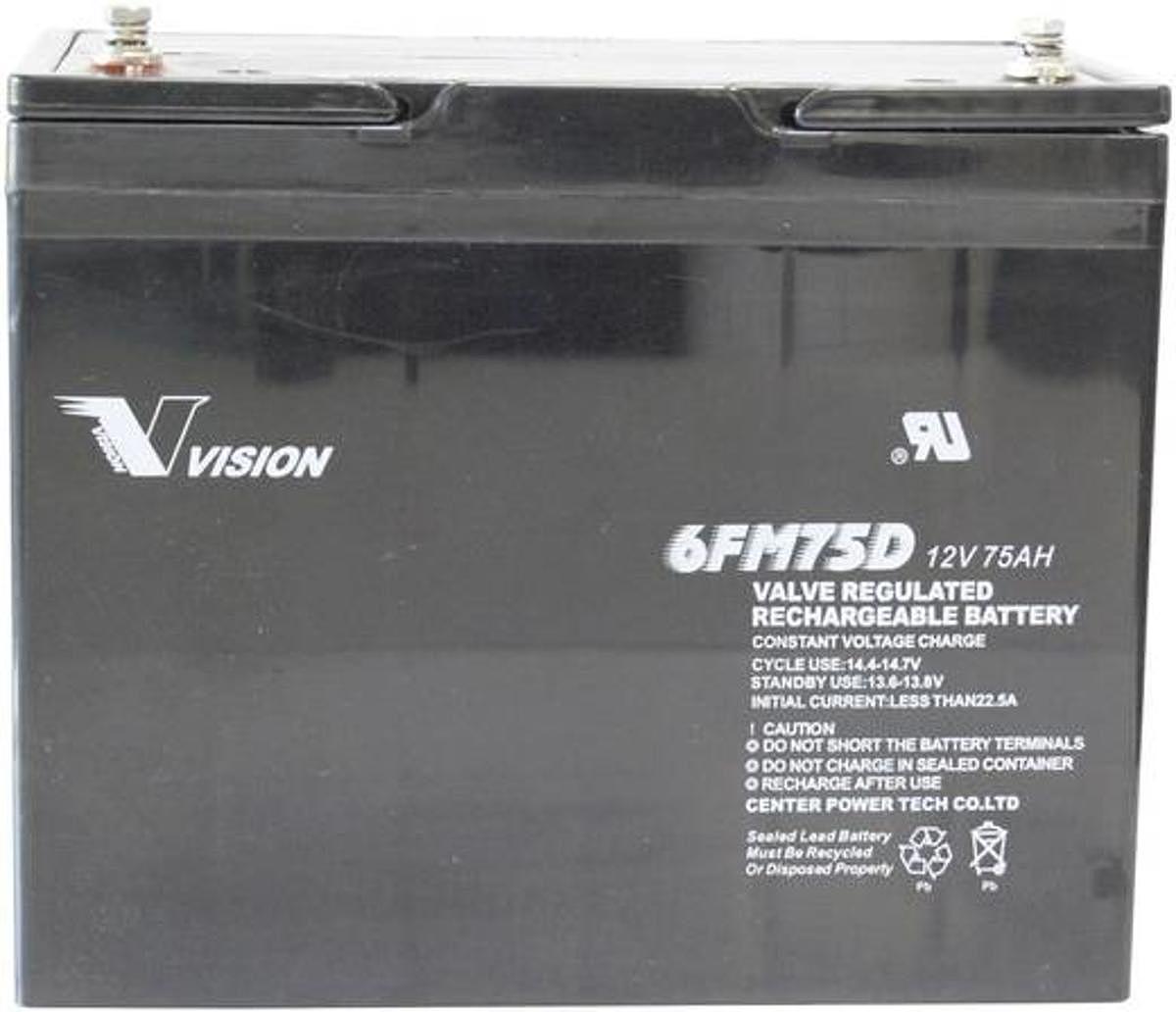 Vision Akkus Bleiakku 12 V 75 Ah  6FM75DX Blei-Vlies AGM  258 x 215 x 166