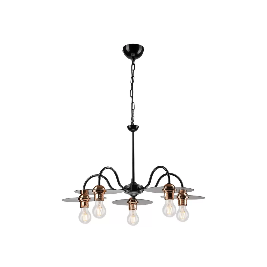Hängeleuchte Yorik Fünfflammig Schwarz/Kupfer Hängelampe Lampe Leuchte Licht E27 B-Ware - 5907687431484