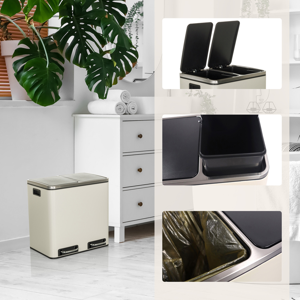 Hjh Office Clean Ix 30 L2x15 L Abfallsammler Mülltrennsystem Mülleimer Abfallei537 B-Ware