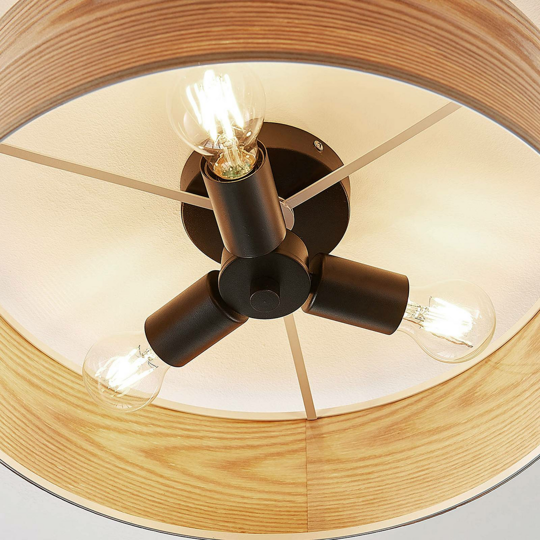 Lindby Holz Deckenlampe Dominic Deckenlampe Lampe Leuchte E27 3 Flm Runde Form B-Ware