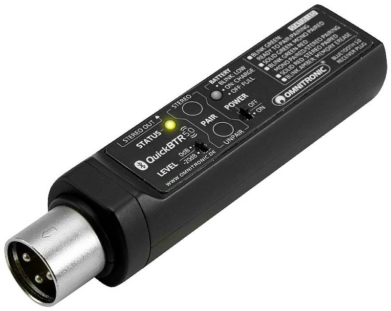 Omnitronic Quick Btr 5.0 Xlr Apt X Bluetooth Musik Empfänger Bluetooth Version B-Ware