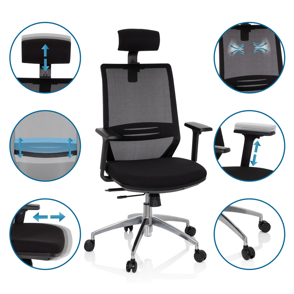 B-Ware Hjh Office Bürostuhl Drehstuhl Stuhl Netzstoff Stoff Schwarz Höhenverstellbar