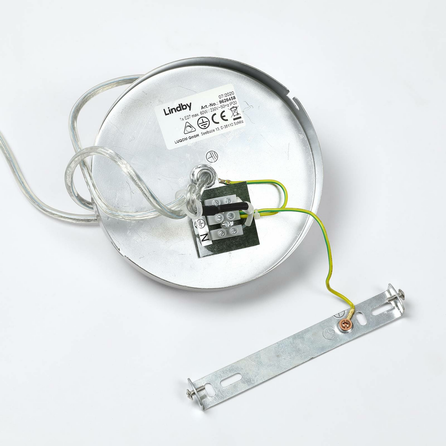 Suspension Lindby Sonika, applique murale, plafonnier, culot E27, nickel blanc opale