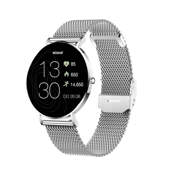 XCOAST SIONA 2 Smartwatch 42 mm Topas Silver Uhr Fitnessuhr Tracking-Gerät