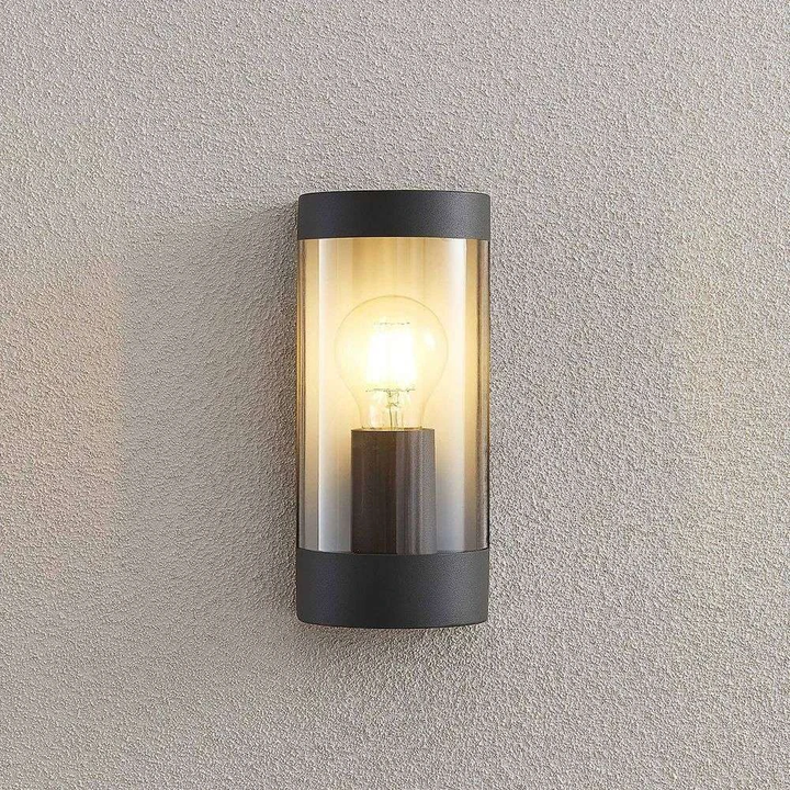 Lindby Junias Außenwandleuchte Leuchte Lampe E27 Wandleuchte Wandlampe halbrund