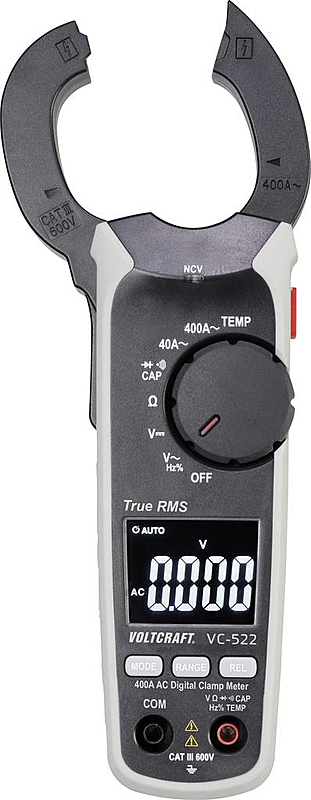 Pince ampèremétrique Voltcraft VC 522 de seconde main, calibrée numériquement selon la norme d'usine Cat III 60584