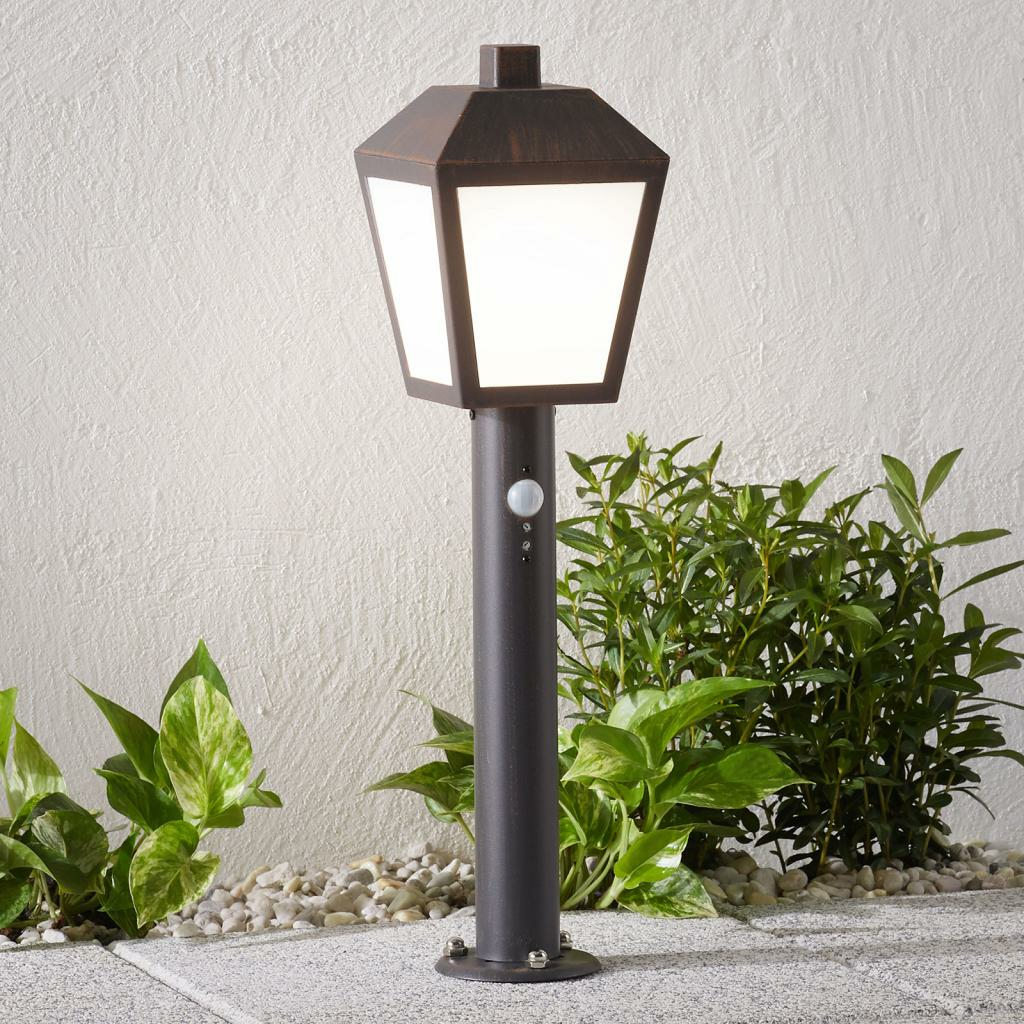 Lampenwelt LED-Sockelleuchte Bendix mit Sensor schwarz Wegeleuchte Gartenleuc454