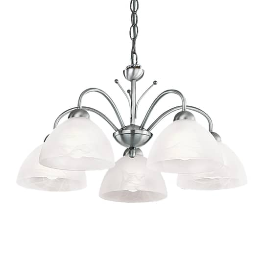 Searchlight Hängeleuchte Milanese 5 Fl., Silber Hängeleuchte Lampe Leuchte Ip20 B-Ware - 5013874309174
