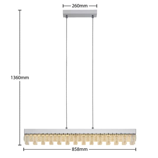 Suspension LED Lucande Bayano avec cristaux, lampe suspendue, luminaire 