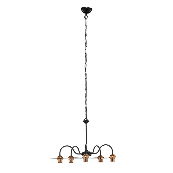 Hängeleuchte Yorik Fünfflammig Schwarz/Kupfer Hängelampe Lampe Leuchte Licht E27 B-Ware - 5907687431484