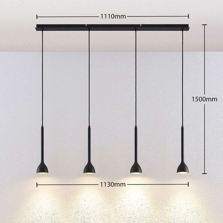 Lucande Hängeleuchte Nordwin Pendelleuchte Lampe 4 Flammig Gu10 Schwarz Gold846 B-Ware - 4251096563153
