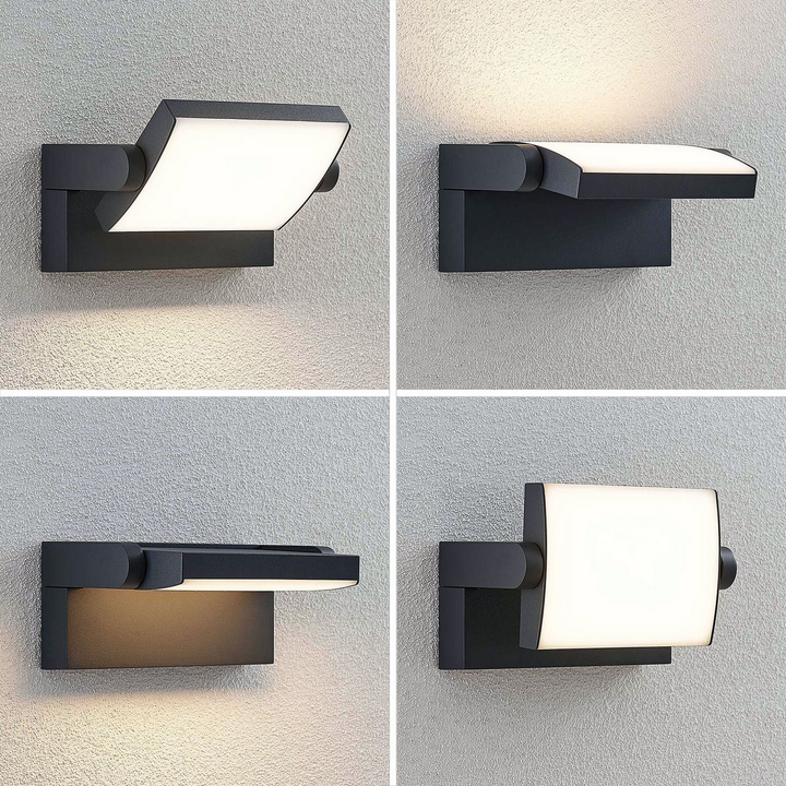 Lindby LED-Außenwandleuchte Sherin Außenwandleuchte Wandlampe Wandstrahler grau