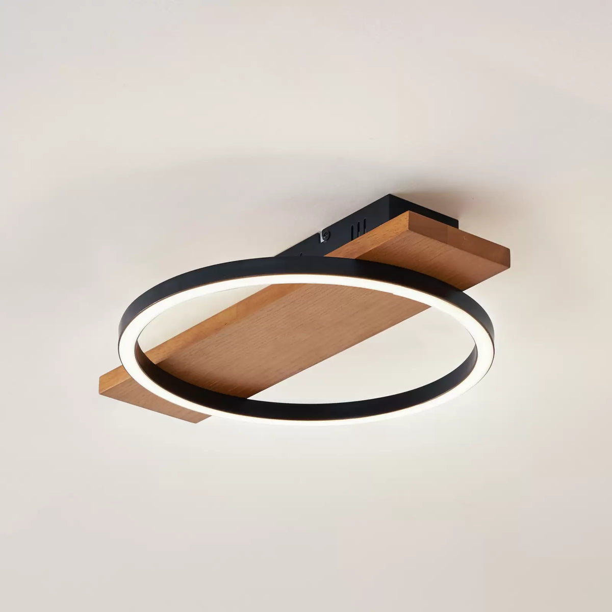 Lindby Deckenleuchte Lampe LED schwarz Holz dimmbar Galad 30 cm Leuchte - 4251911791662